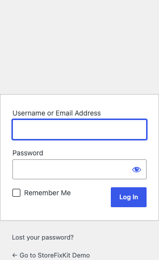 Core WordPress login screen showing a custom local logo above the unchanged login form