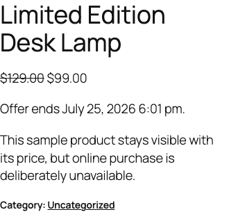 Mobile WooCommerce product page with the visible product price and disabled online purchase