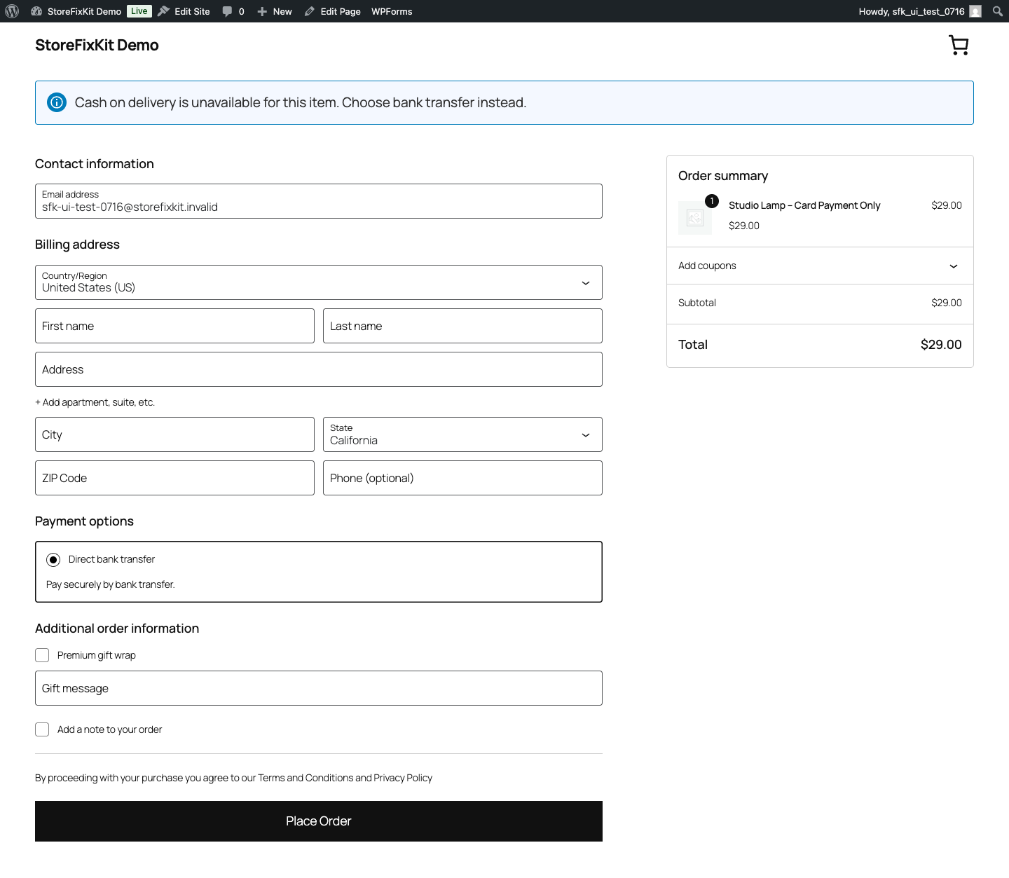 WooCommerce Checkout Block showing online payment while cash on delivery is unavailable for a marked product
