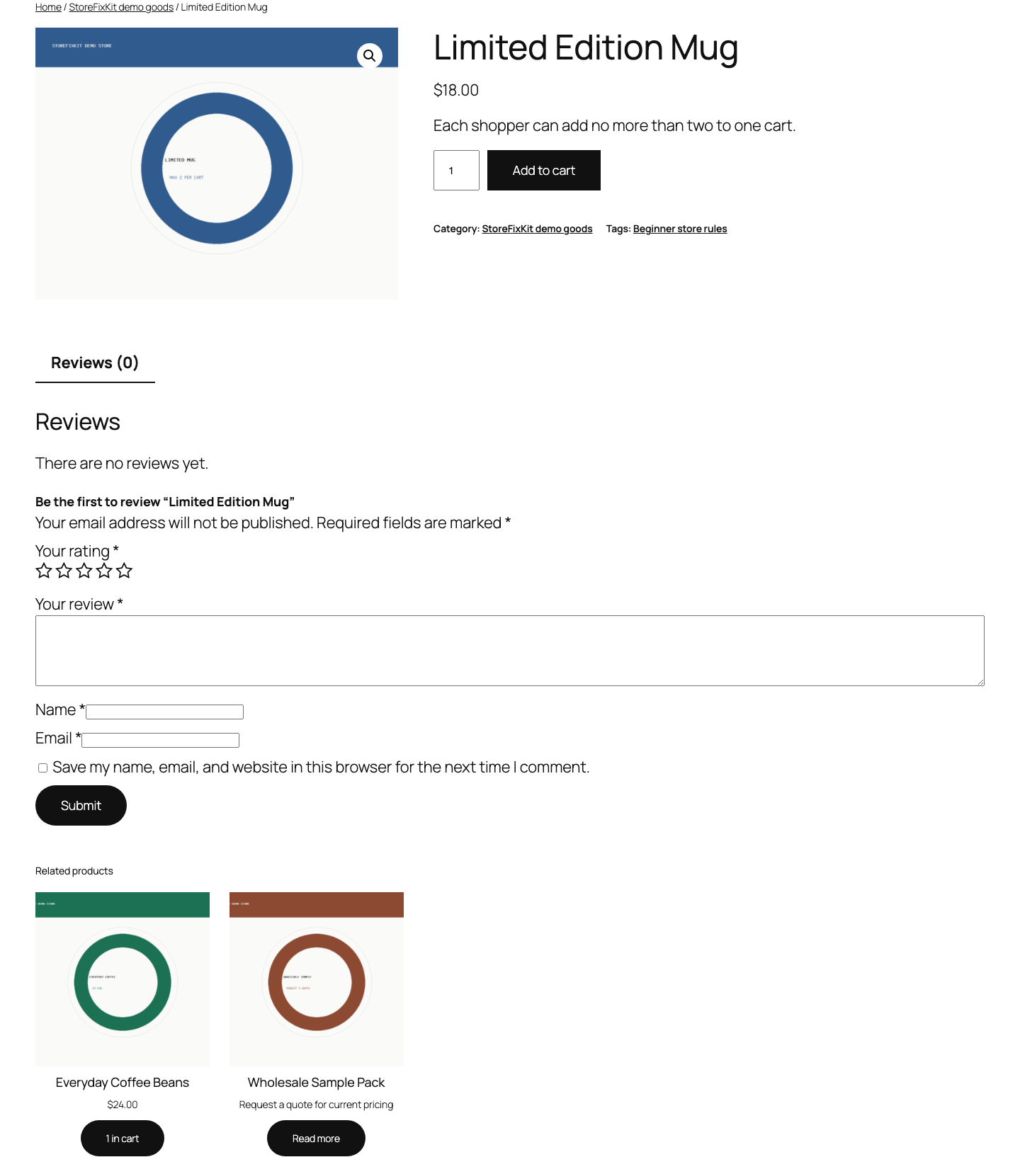WooCommerce product page showing a native quantity input limited to the saved maximum