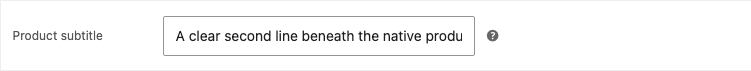 WooCommerce product editor with one Product subtitle field