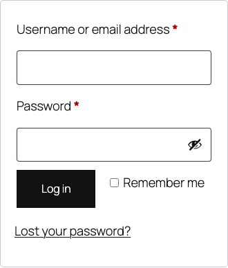 Mobile WooCommerce account login form with the same fields and Log in button