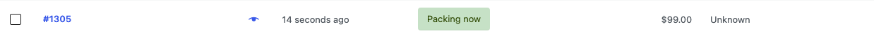 WooCommerce order list showing Packing as the visible Processing status label