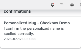 WooCommerce order screen with a product checkbox confirmations report