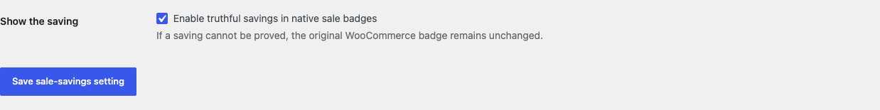 Sale Savings settings with truthful native sale badges enabled